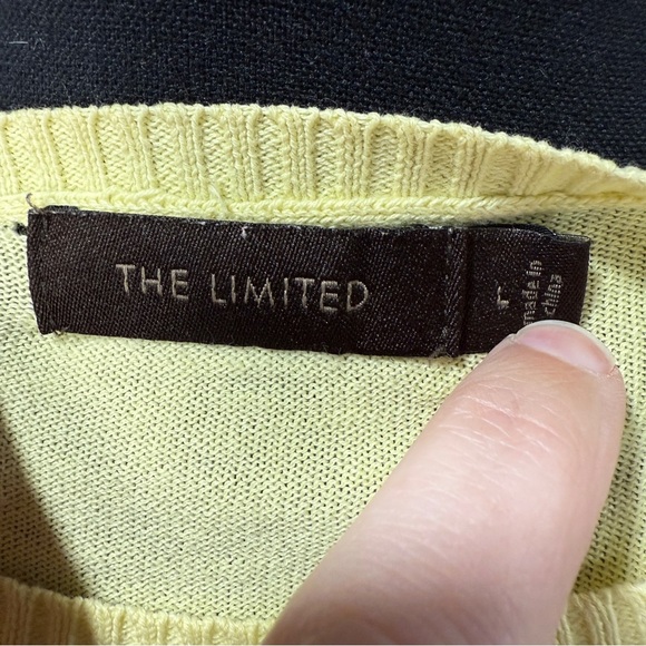The Limited Yellow Crew Neck Sweater with Lacy Knit, Size Large - Picture 7 of 9